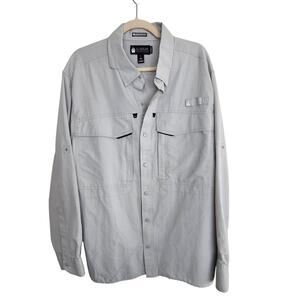 Alaskan Hardgear Duluth Trading Co. Gray Snap Front Untucked Shirt Men XL